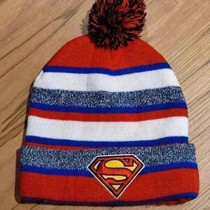 Superman Knit Hat One Size EUC